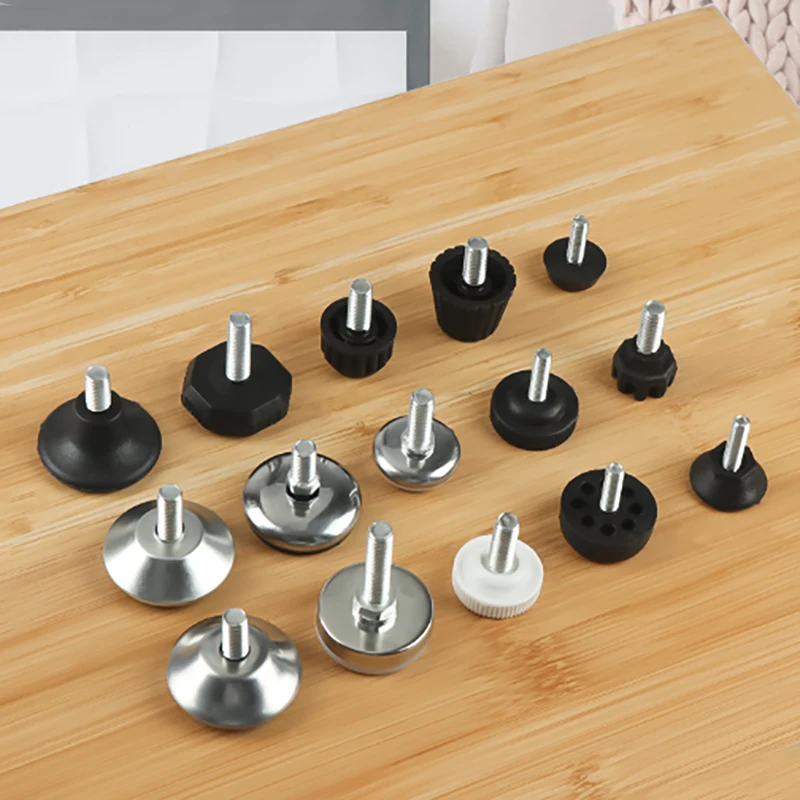 10Pcs Dia 6-10mm Plastic Furniture Table&Chair Footrests Anti Slip and Thickened Foot Pads, Adjustable Screws M6/M8/M10