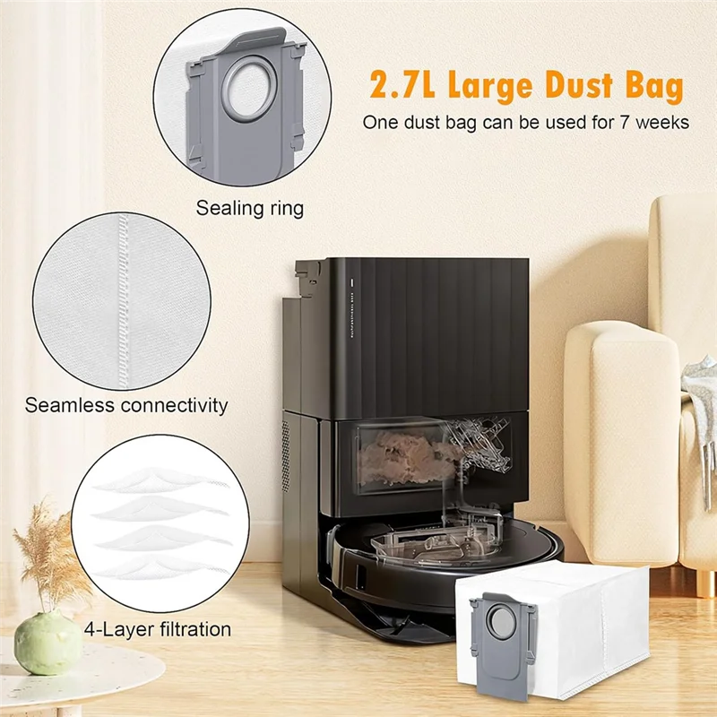 

B26C-22PCS For Roborock Qrevo S/Qrevo Pro/Qrevo Plus/Qrevo Maxv Robot Vacuum Attachment Dust Bag Main Side Brush Filter Mop