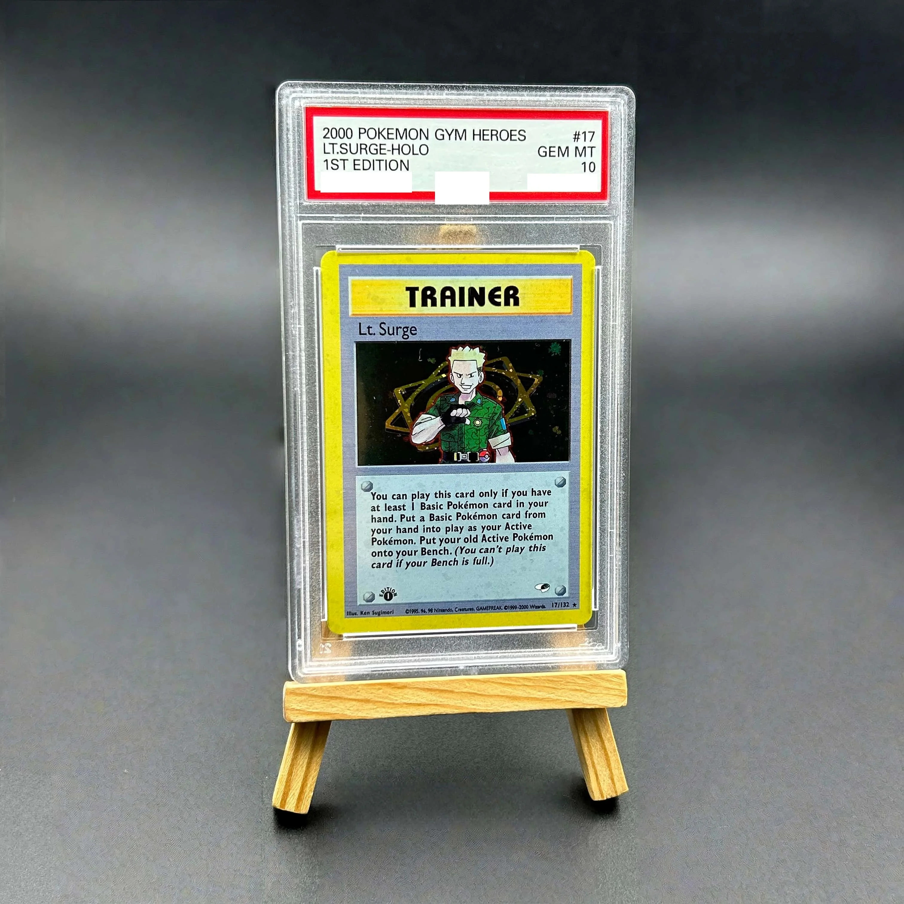 

2000 Pokemon Gym Heroes Lt. Surge Holo Textured Card - 1st Edition Gem Mint 10 Collectible TCG