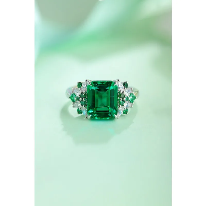 Ruihe New 925 Silver 3.05ct Lab Grown Emerald Simulated Diamond Women Couple Daily Office Jewelry Personalized Wedding Ring