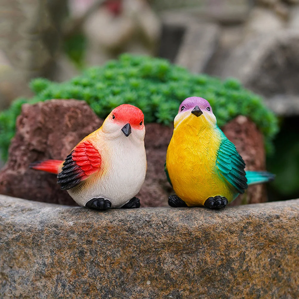 

2Pcs Resin Small Bird Ornaments Exquisite Handcrafted Garden Decorations Yard Accessories Natural Lifelike Resin Craft Decor