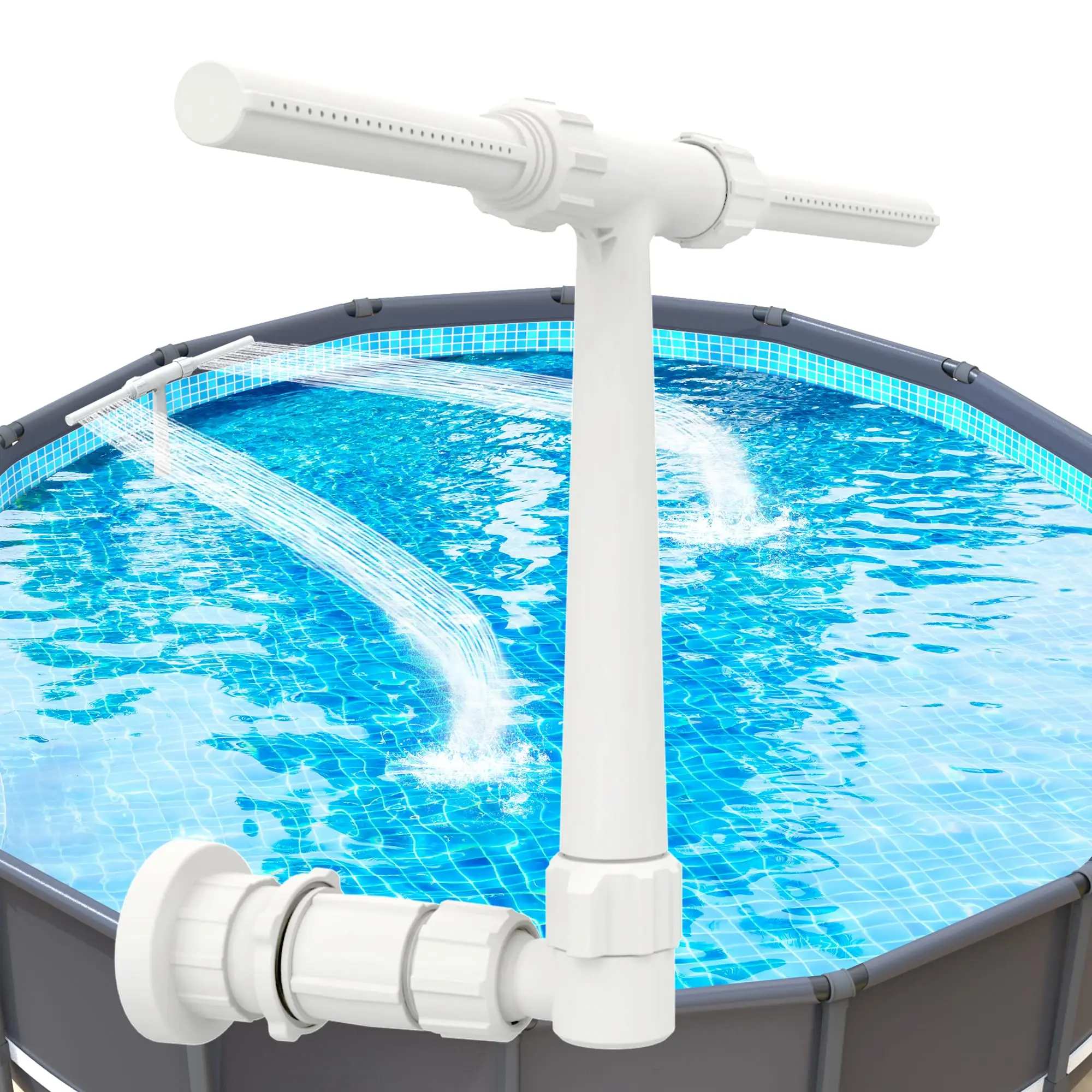 

Фонтан-водопад для бассейна с регулируемыми распылителями и адаптером для развлечений на воде