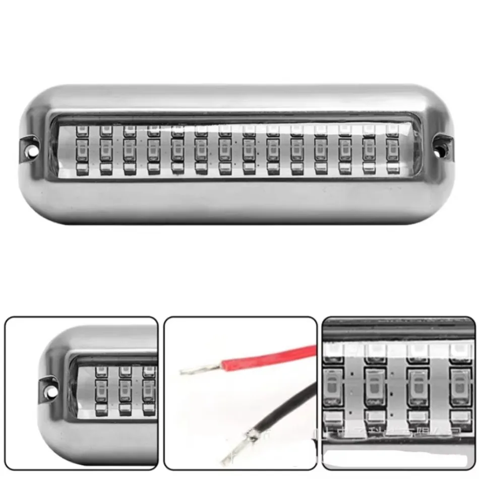 Luz subacuática de popa para barco, 42 LED de acero inoxidable, lámpara impermeable para pontón bajo el agua, Hardware marino, luces traseras para yates y barcos