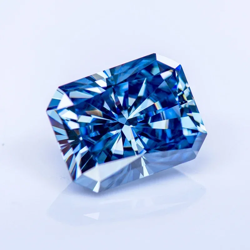 Moissanite Stone Primary Color Royal Blue Radiant Cut Gemstone Lab Grown Diamond For Charms Woman Jewel With GRA Certificate