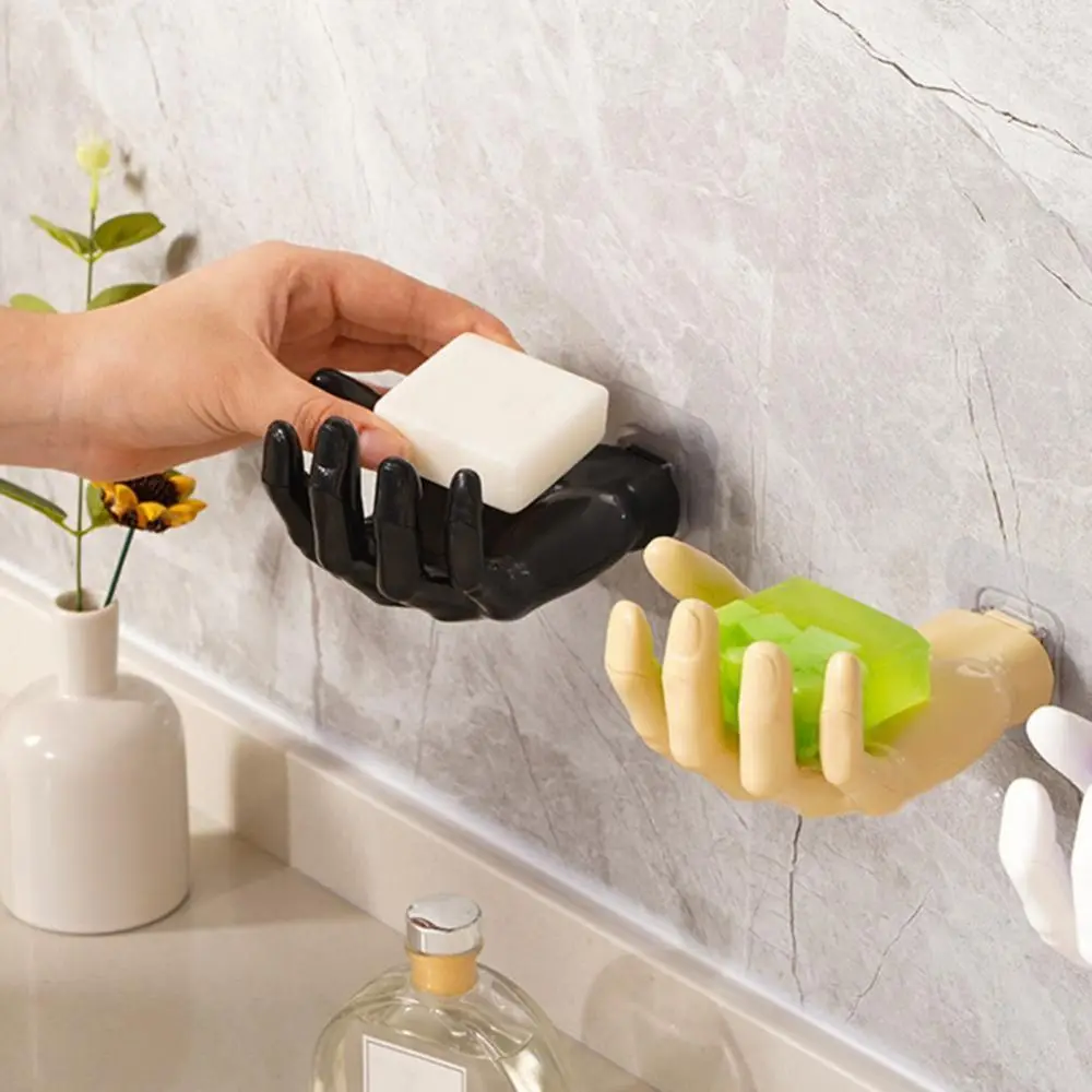 Creative Plastic Hand Shape Hook Wall Hook Multi-functional Trace-less Hanger Hook Solid Color Display Stand Home