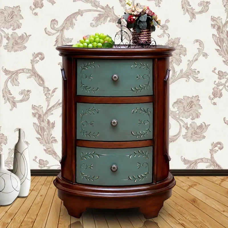 Solid Wood Retro Corner Cabinet Triangle Right Angle Storage Unit for Bedroom Living Room TV Display Locker Furniture