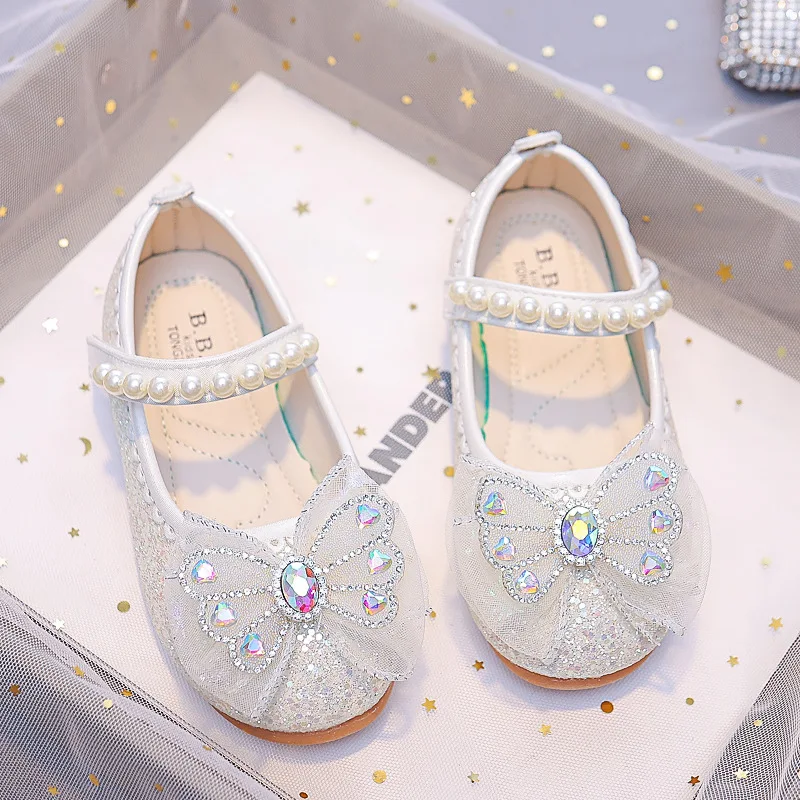 New Children Soft Princess Crystal Shoes for Party Wedding Shows Flats Kids Fashion Casual Girls Mary Janes