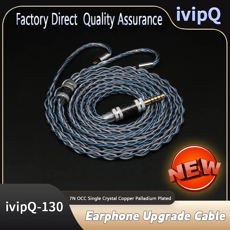 

ivipQ High-end HIFI Cable 7N OCC Single Crystal Copper Palladium Plated Earphone Extension Wire MMCX 2PIN For MK3 Neko F1 IEM