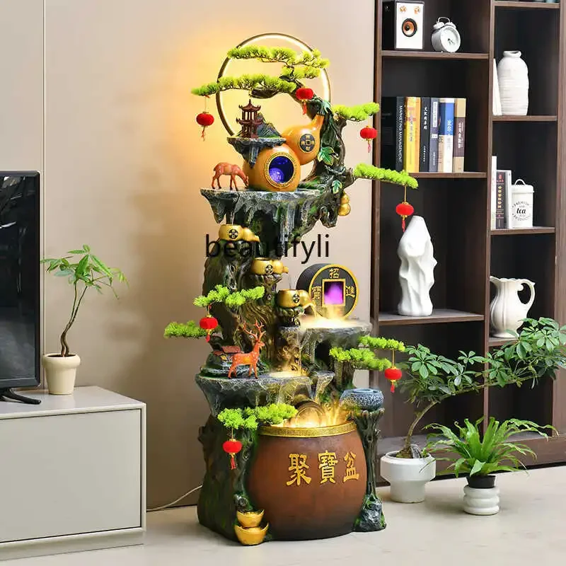 SSRockery flowing water ornament living room office circulating water landscape lucky feng shui wheel giftNew Good Luck