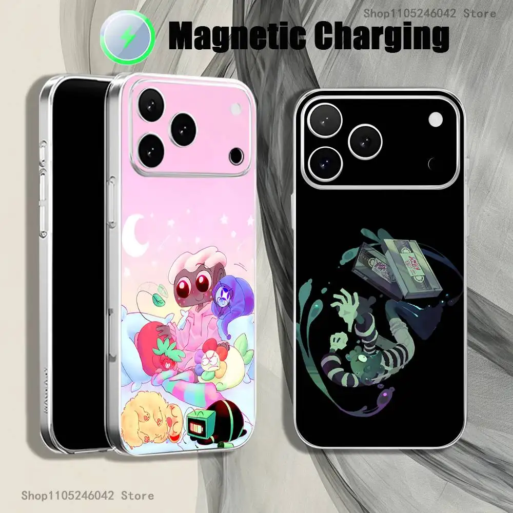 

D-Dandys W-World Transparent White Phone Case For iPhone 17,16,15,14,13,12,11,Pro,Max,Plus Magnetic Wireless Charging