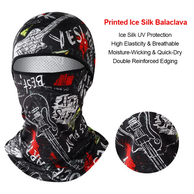 Cycling Balaclava Summer Fishing Breathable Mesh Sun Protection Mask Graffiti Dust Proof Unisex Quick Dry Hiking Face Cover