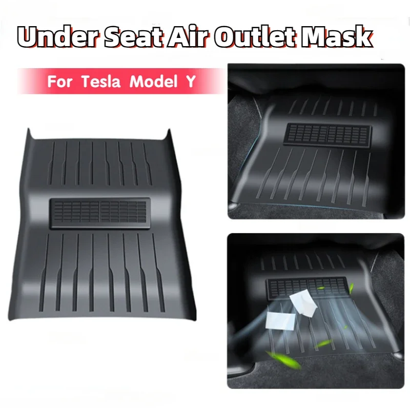 2PCS For Tesla Model Y Underseat Air Outlet Protective Pad Mask Cover Under Seats Guard Integrated Molding with Net 2021-2024