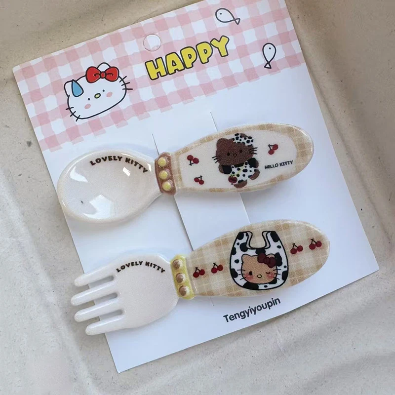 Kawaii Sanrios Hellokittys Retro Cat Hair Clips for Women Cute Children's Side Bangs Claw Clip Hair Accessories Fashion Gifts