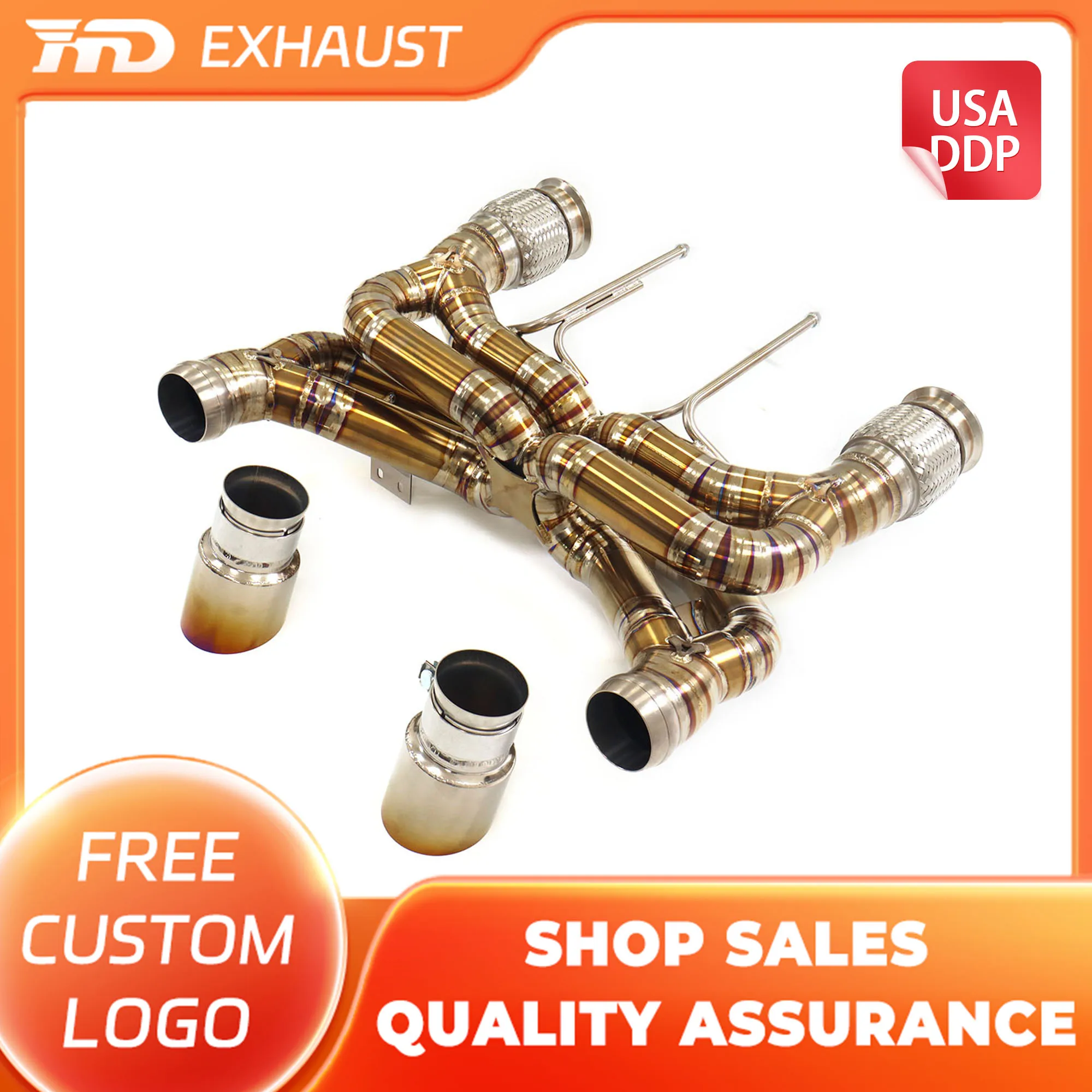 

HMD Hot sale Titanium Catback exhaust for McLaren 720S Double Without Valve Exhaust 60mm Pipe Deep Sport Sound for car