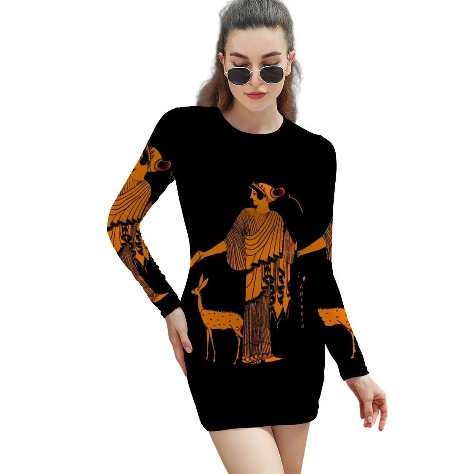 

Artemis red figure ancient Greek design Long-Sleeved Sheath Dress summer dress womens 2024 long dress women summer