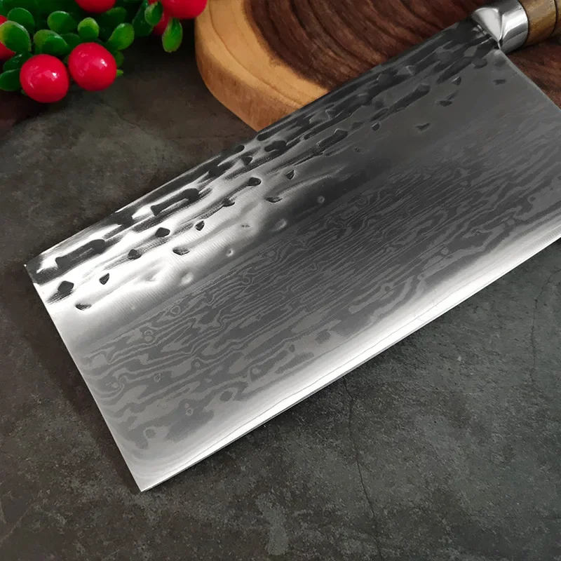 Cleaver Knife Damascus Steel Wood Handle Chef Chop Vegetables Slicing Meat Kitchen Knives Chef Butcher Meat Fruit Cleaver Knife