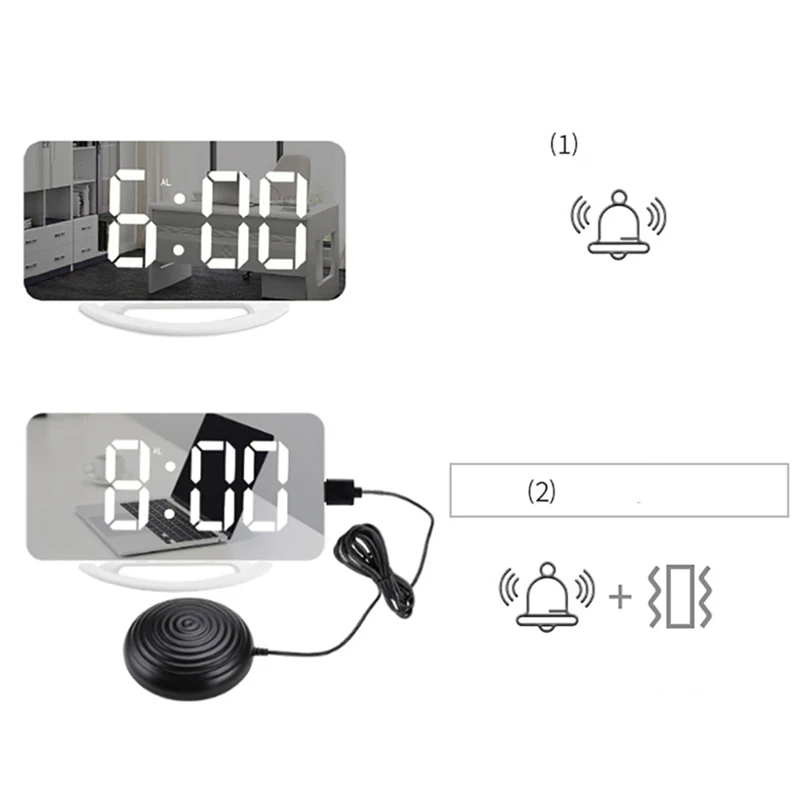 Led Vibration Alarm Clock Mute Bedside Luminous Clock For Deaf And Hard Of Hearing Snooze