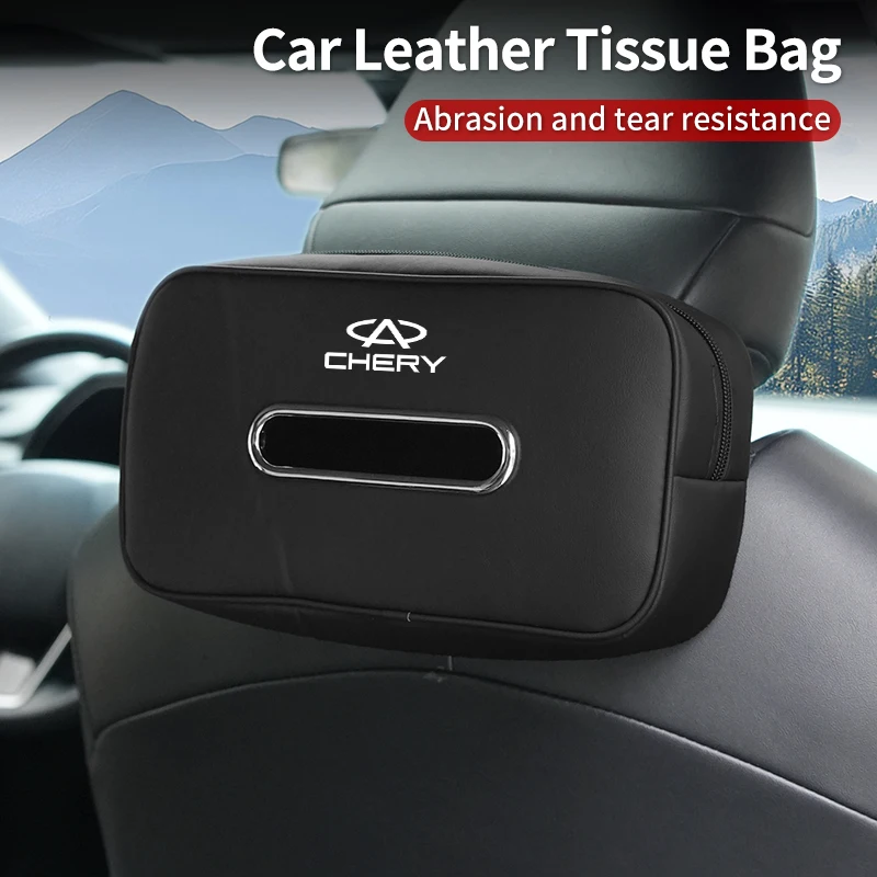 Car Mounted Tissue Box Leather Backrest Hanging Tissue Bag Accessories For Chery Tiggo 5 2 3 7 PRO 8 5X IQ QQ Fulwin Face 4
