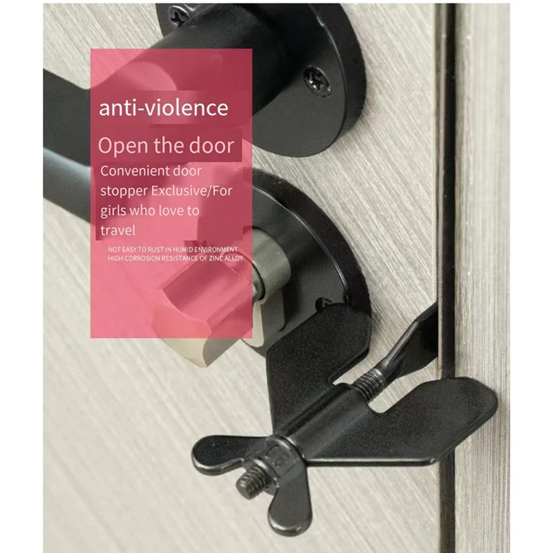 AEE3-Porta portátil fechadura de aço inoxidável privacidade extra fechadura de segurança anti roubo segurança de viagem dentro da fechadura da porta