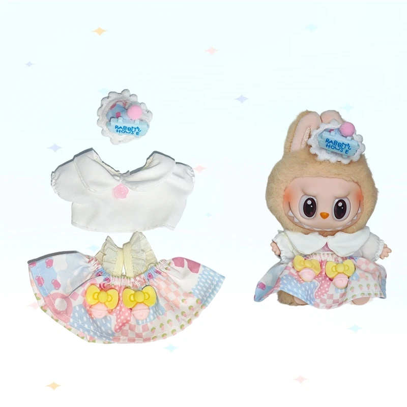 

17cm Cute Mini Plush Doll'S Clothes Outfit Accessories for Korea Kpop Exo Labubu Idol Dolls Skirt Hat Clothing DIY Kids Gift