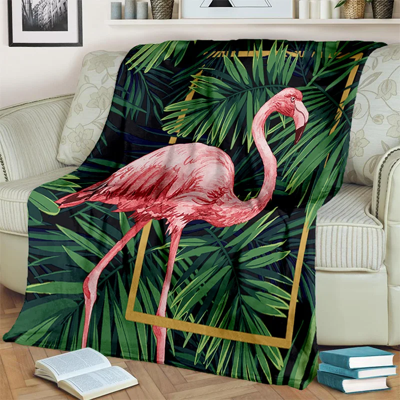 HD Pink Flamingo Bird Rainforest Cartoon Blanket,Soft Throw Blanket for Home Bedroom Bed Sofa Picnic Travel Cover Blanket Kids