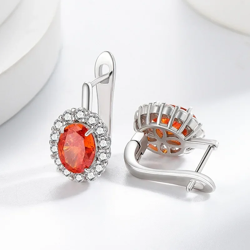 Exquisite Ice Flower-Cut Pigeon Egg 925 Sterling Silver Earrings with High-Carat Diamond Egg-Shaped Earrings for Ladies' Jewelry