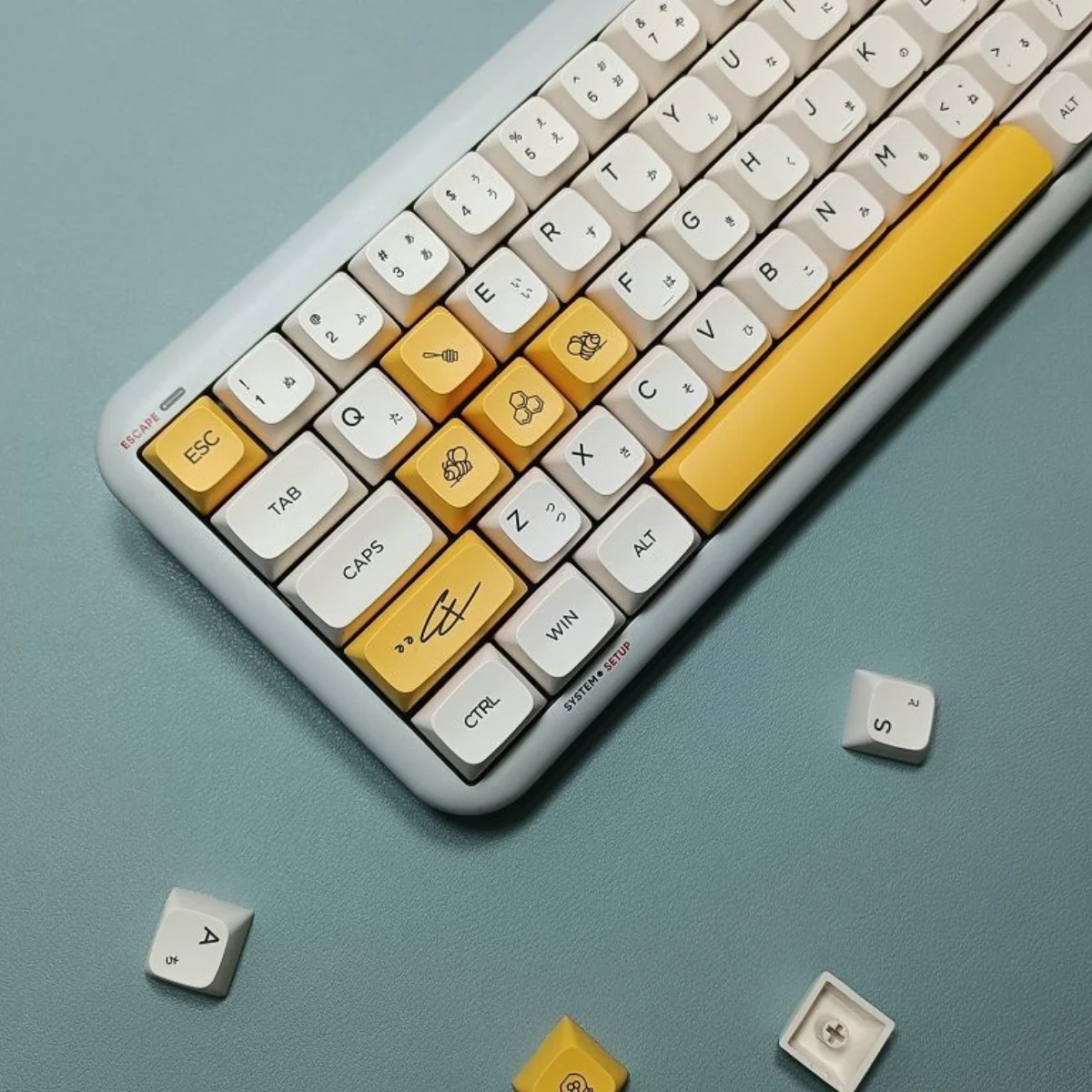 

133 клавиши мед, молоко тема Keycap японские Keycaps милые DIY PBT краситель сублимации Keycap для 60/68/75/87/98/104 механическая клавиатура