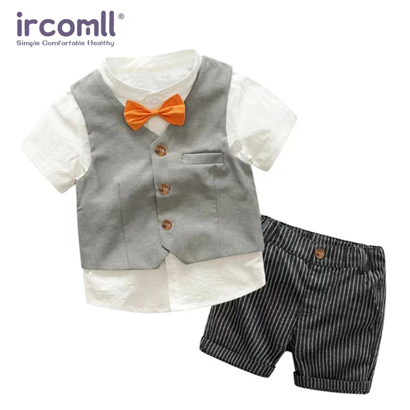 3pcs 2025 Summer Baby Boy Clothes Child Sets 3pcs Boys Formal Clothes Shirts +Vest + Shorts Kids Boy Fashion Clothes Suits