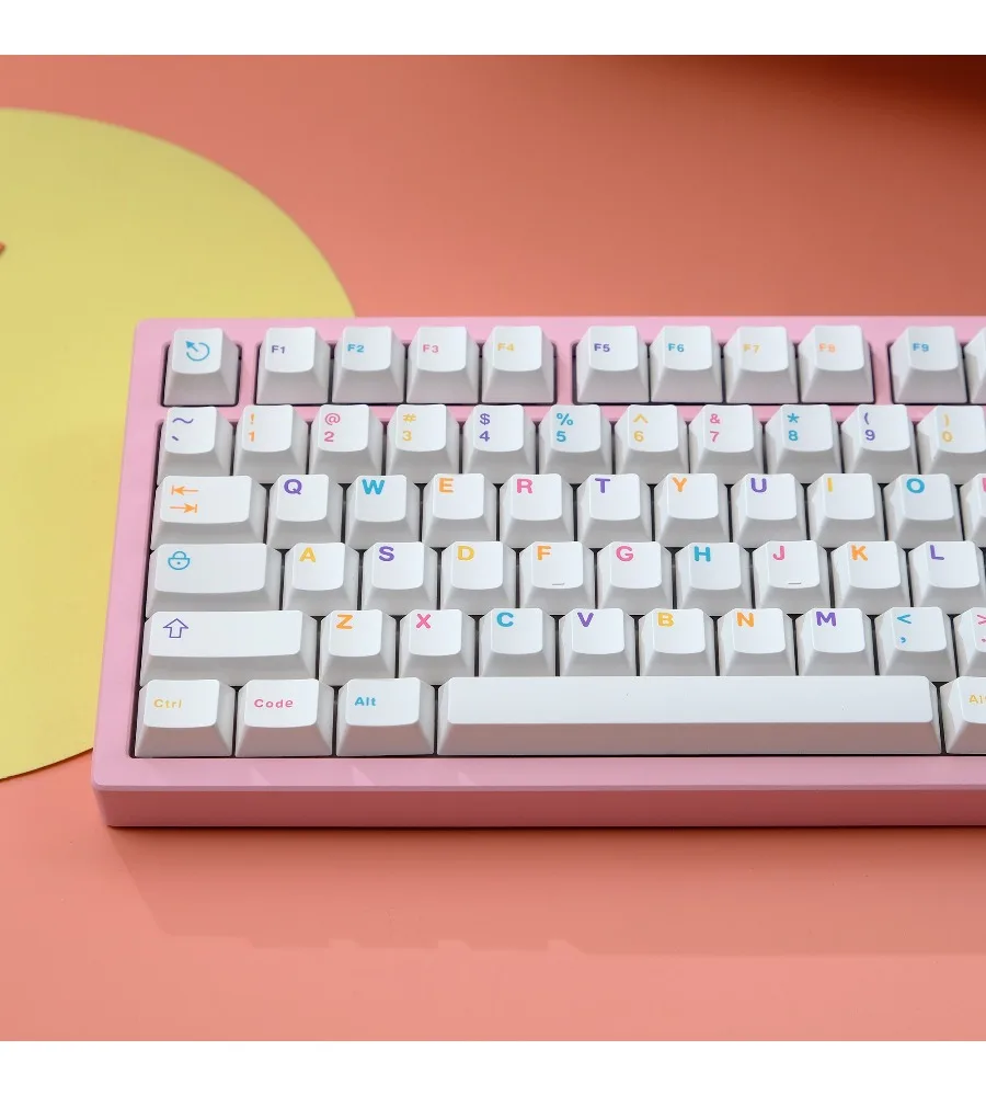 Keycap personalized two-color original height 121 key ABS multicolored white series keycap white pink
