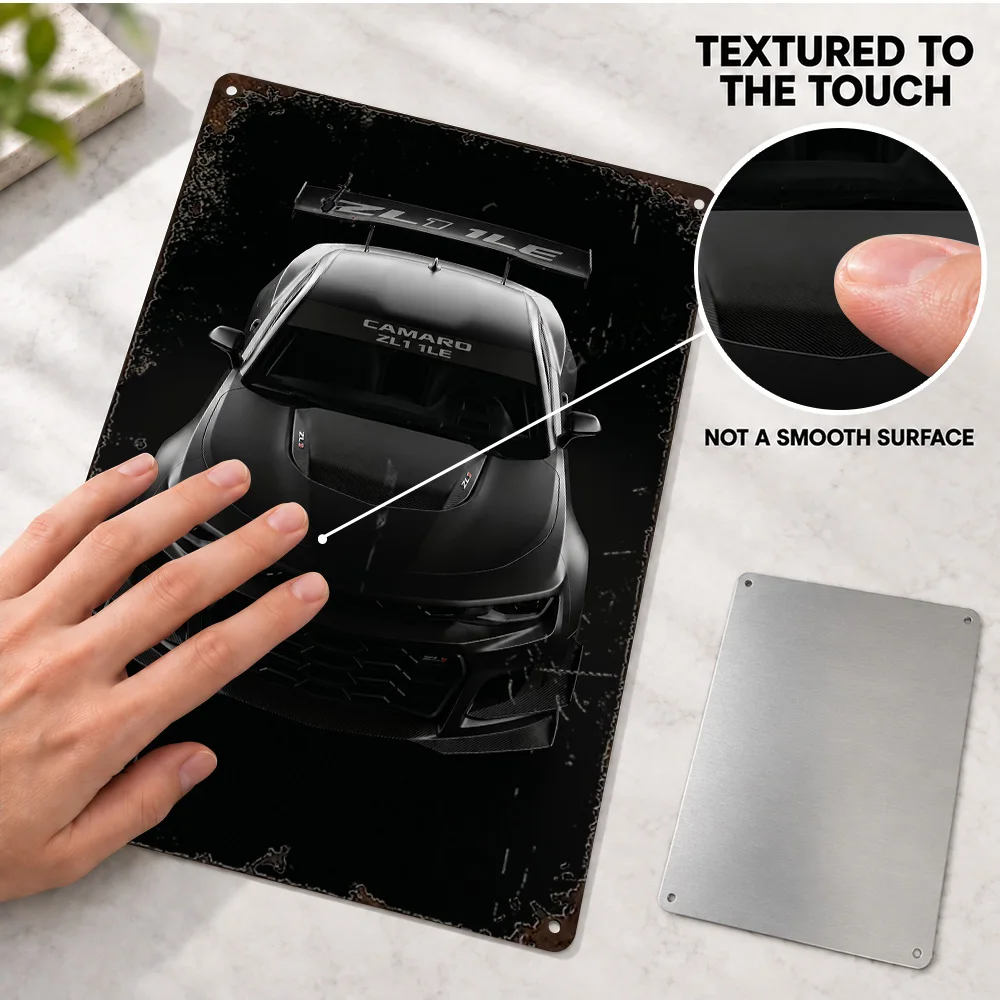 American Camaro ZL1 1LE Black Race Car Aluminum Poster Customized Metal Sign Technical Graphic Design Wall Art For Workshop