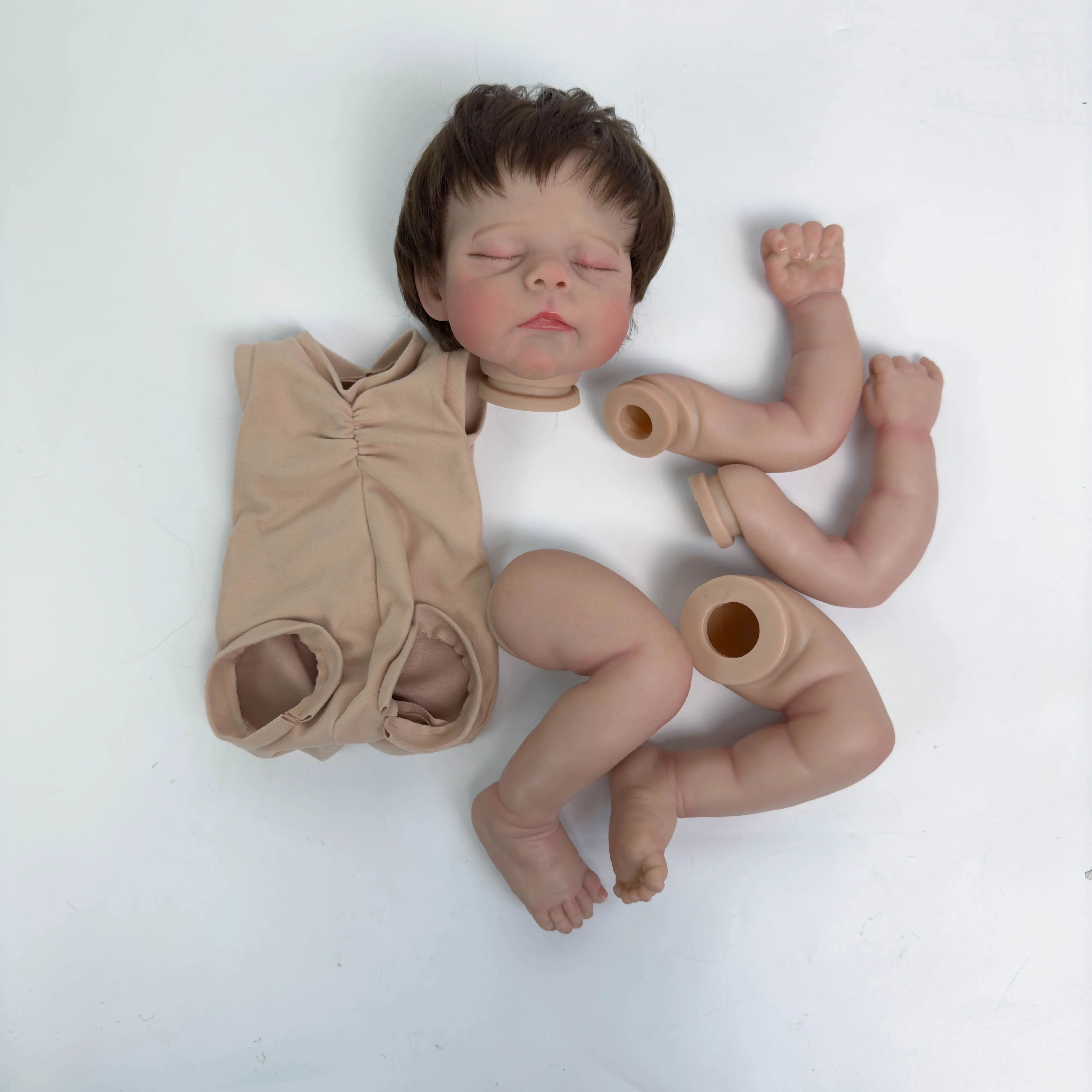 NPK 18'' Wysokiej Jakości Niedokończona Lalka DIY Części z Kręconymi Włosami Zestaw Reborn Realistyczny Niemowlak Juz Malowany