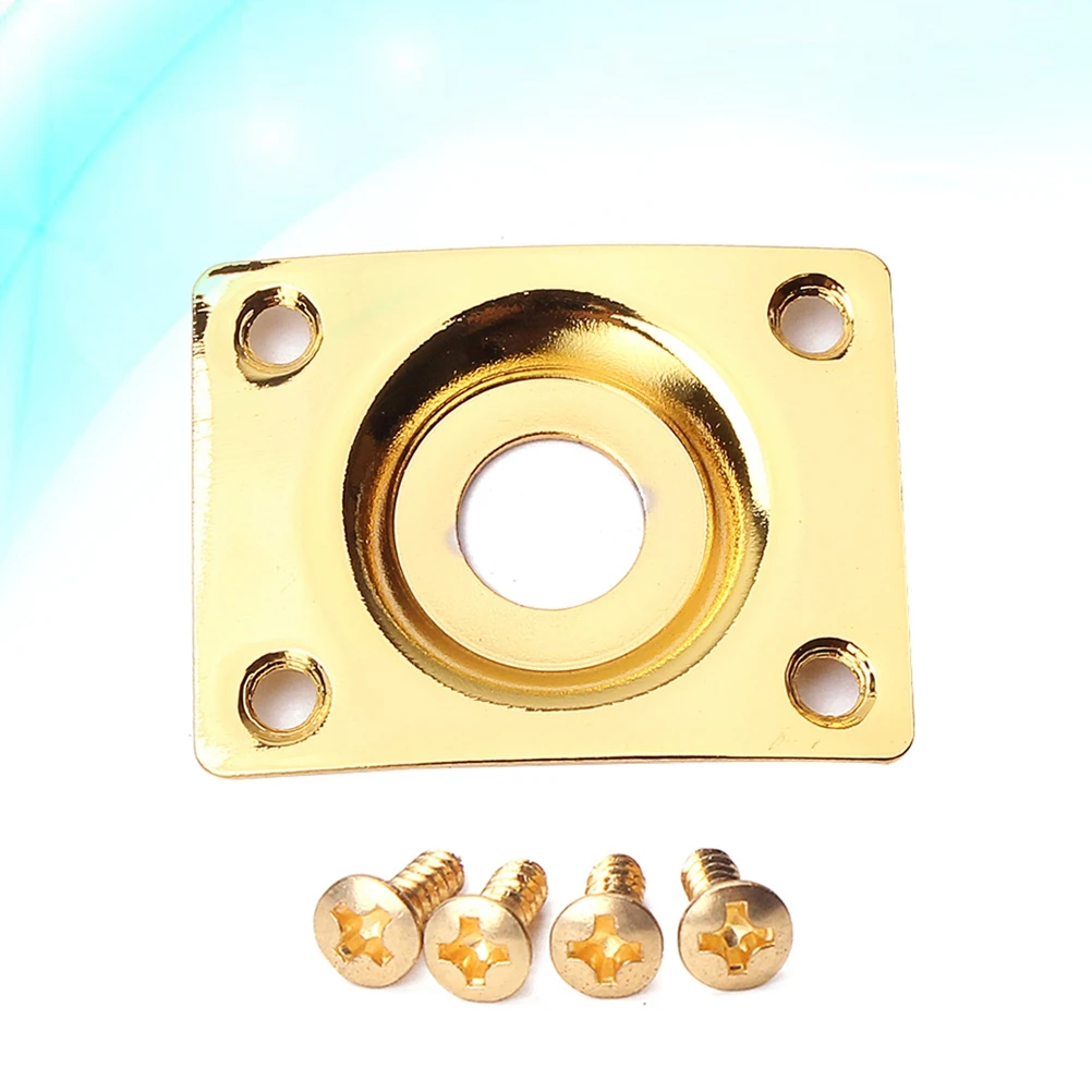 

Golden Socket Sheet Electric Guitar Jack Plate Sturdy Iron Copper Durable Pickup Replacement Glossy Surface for Guitar