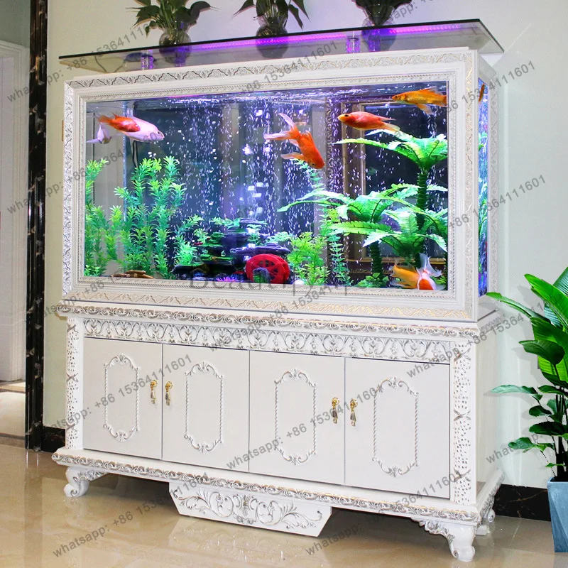 European ecological fish tank aquarium creative glass shoe cabinet rectangular living room