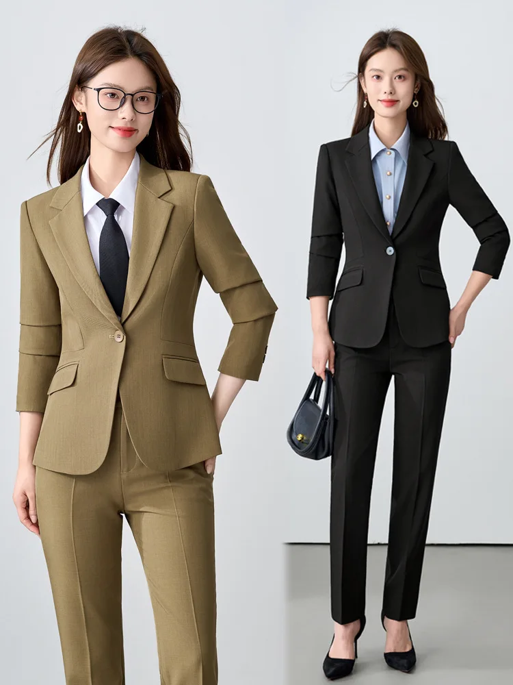 Professional women's long-sleeve suit, new style, elegant goddess look, suitable for beauticians, hotel receptionists, and real