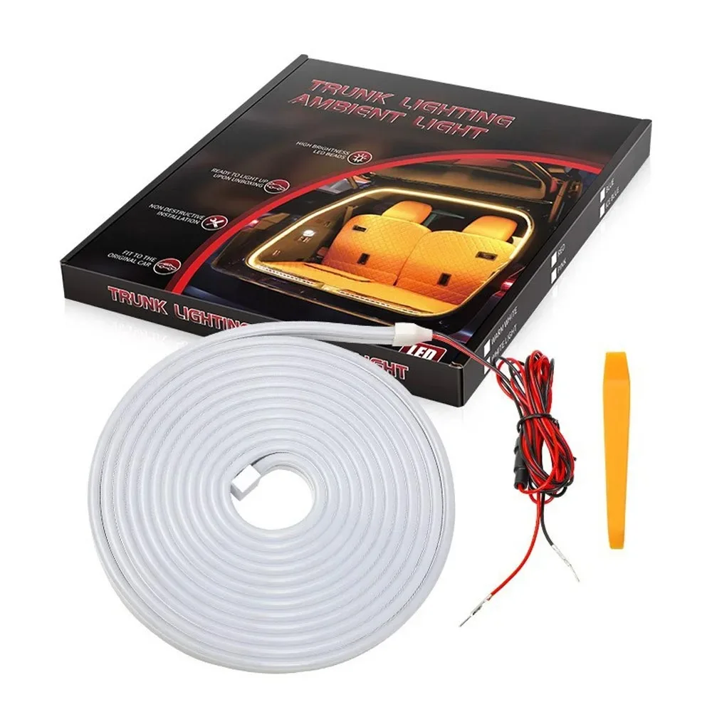 سيارة عالية السطوع جذع الإضاءة الضوء المحيط 2/4 متر الديكور الداخلي LED الأسلاك الحرة الاستشعار التلقائي الباب الخلفي شرائط مصباح #6