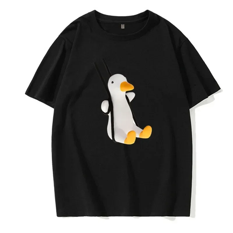 Cute Duckling Fun Pattern Printed Men/Women Fashion T-shirt Paired with Summer Breathable Top O-Neck Short Sleeve