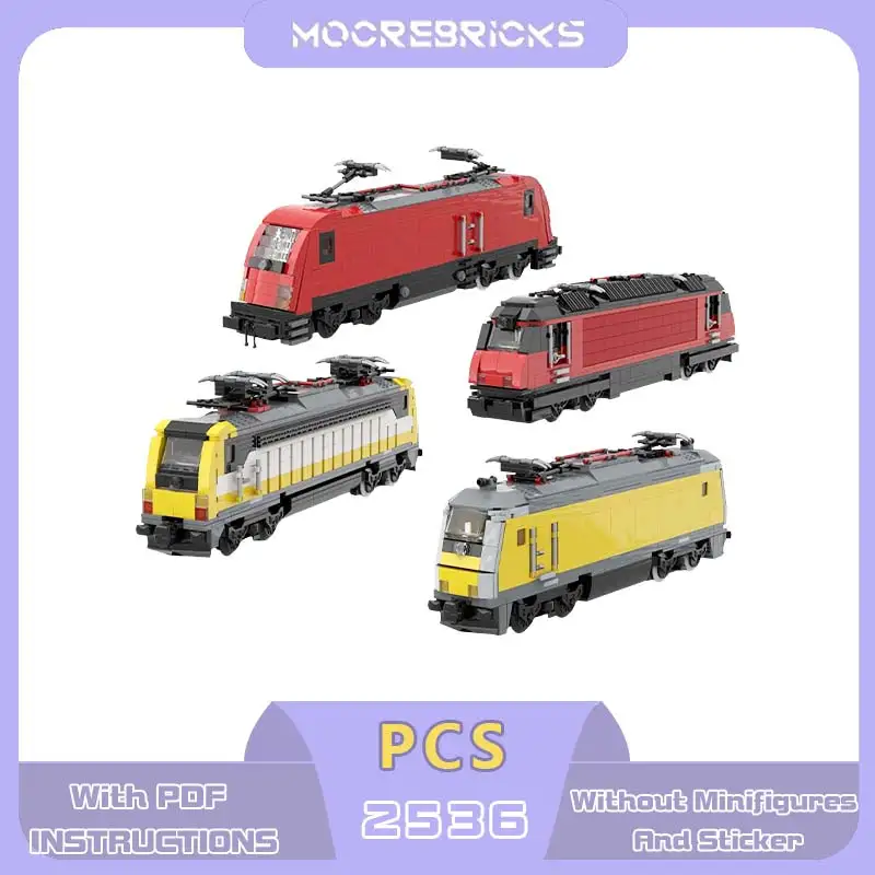 MOC European Style Heavy Electric Locomotive Building Blocks Streamlined Express Railway Engine Model Track Toy Adult Gift
