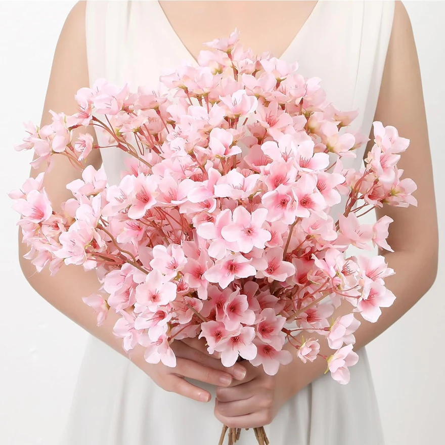 10 Stück Künstliche Blumen aus Seide, Pfirsichblüten-Arrangement für Zuhause, Hochzeitstisch, Garten, Festival, DIY-Deko-Zubehör – Detail 1