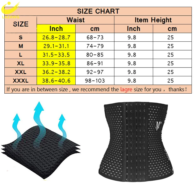 LAZAWG Waist Trainer for Men Weight Loss Band Waist Cincher Trimmer Belly Belt Slimming Girdle Corset Gym Strap Wrap Body Shaper