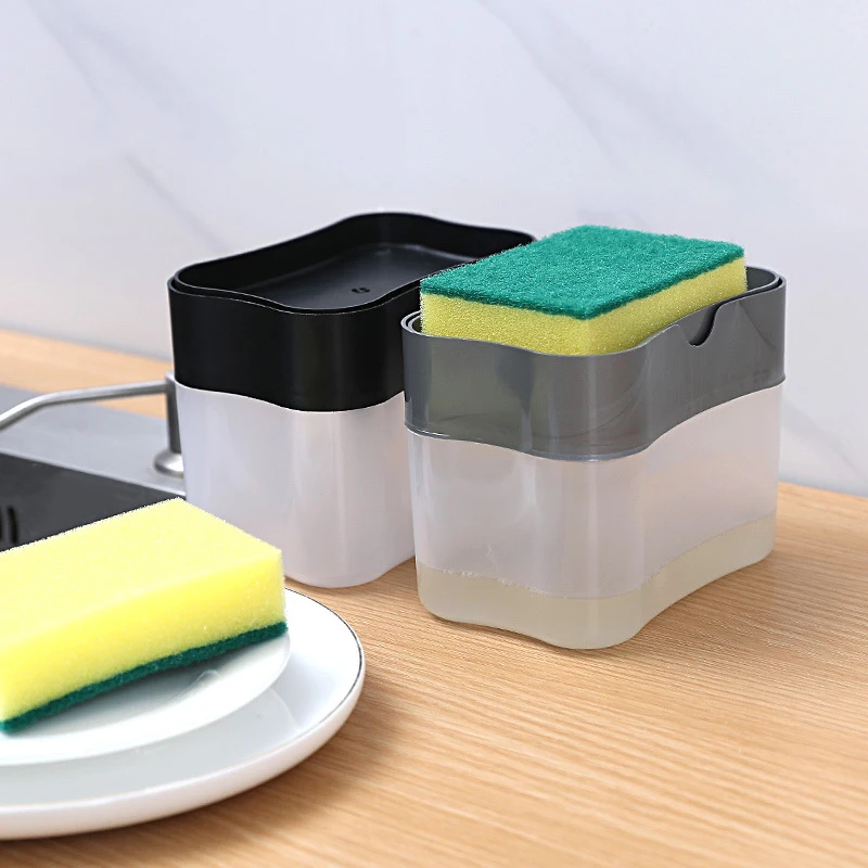 

Household 2 In 1 Kitchen Automatic Liquid Dispenser Dishwashing Brush Pot Tool Durable Soap Dispenser