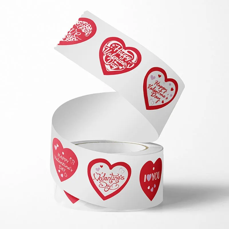 500 قطعة من ملصقات شكر لعيد الحب - تصميم حب رومانسي على شكل قلب، ملصقات ختم ورقية باللونين الأحمر والأبيض غير اللامع #3