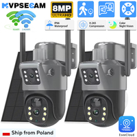 Dual-Band 5G/2.4G WI-FI 4K 8MP Dual Lens Dual Screen Black Solar PTZ IP Camera Outdoor CCTV Security Protection PIR Detection