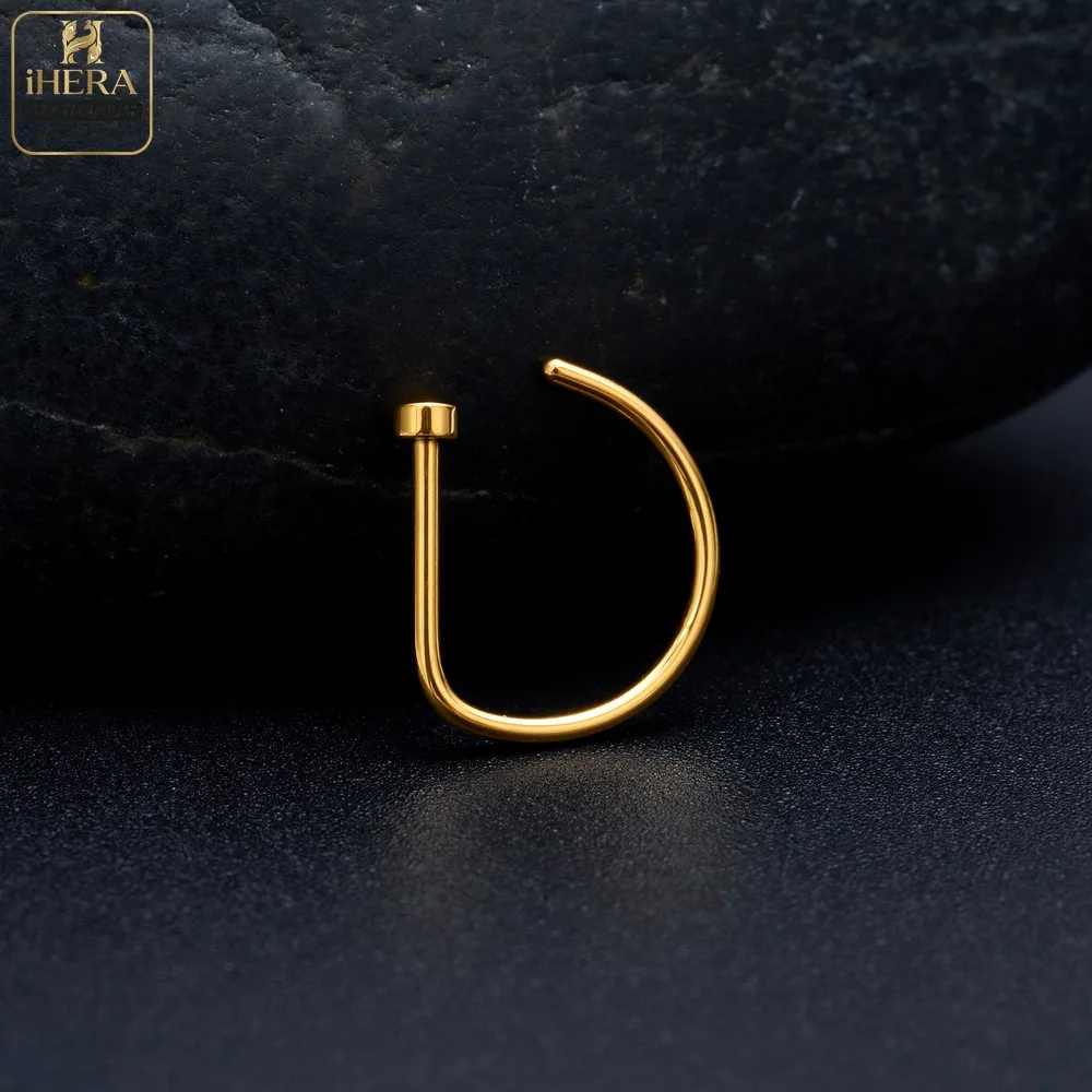 1/10PCS ASTM F136 Titanium Fake Nose Ring Hoop Non Piercing D Shape Nostril Lip Septum Earring Body Jewelry Kit