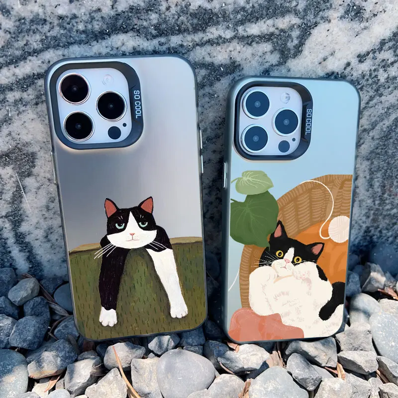 다양한 스타일의 고양이 휴대폰 케이스, 아이폰 15, 13, 12, 11, 14 프로 맥스, 13 미니, 14, 15 플러스, 충격 방지 매트 레이저 후면 커버, 쿨 펀다