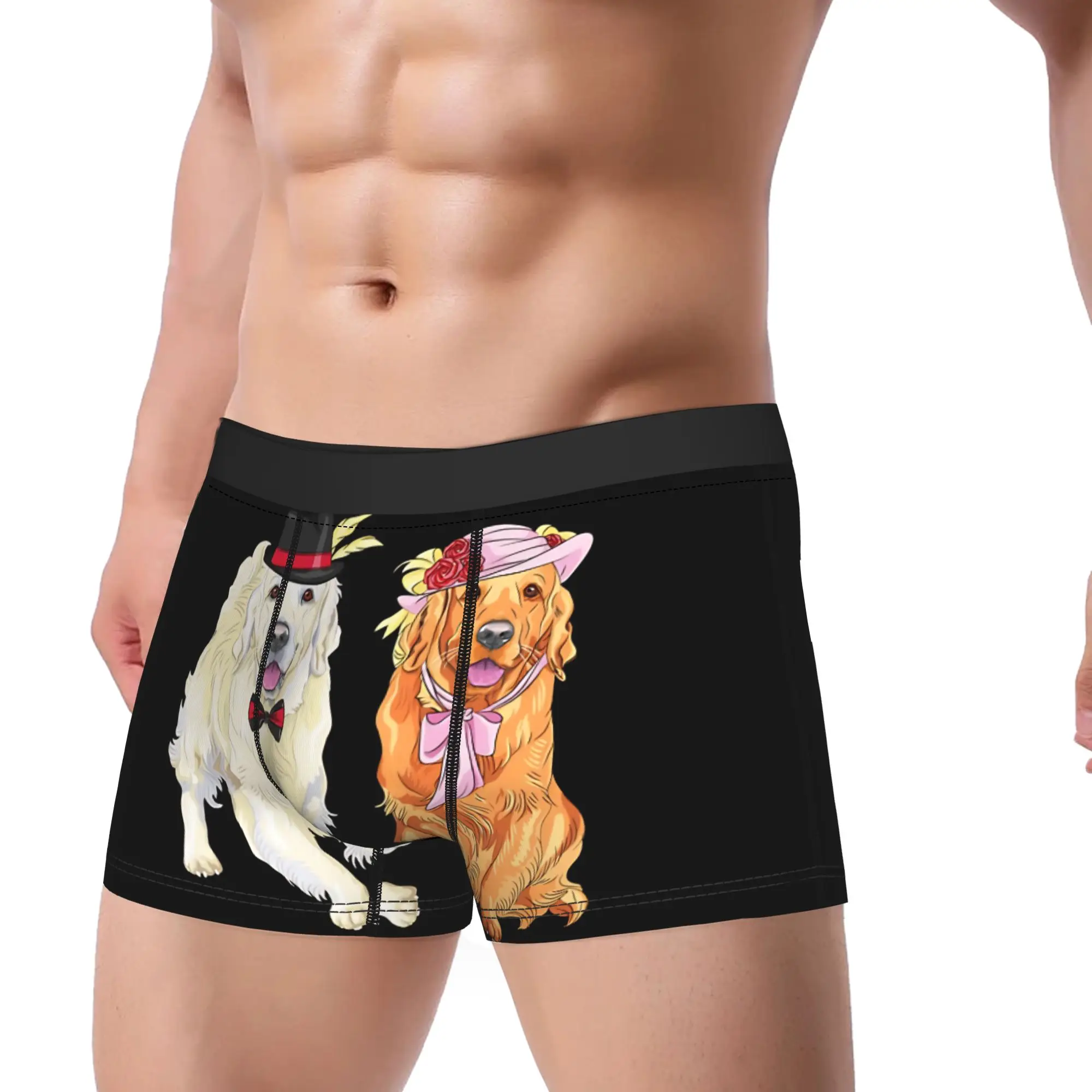 Golden Retriever Couple Underwear  Design Trunk Hot Sale Men Panties Novelty Shorts Briefs Birthday Gift