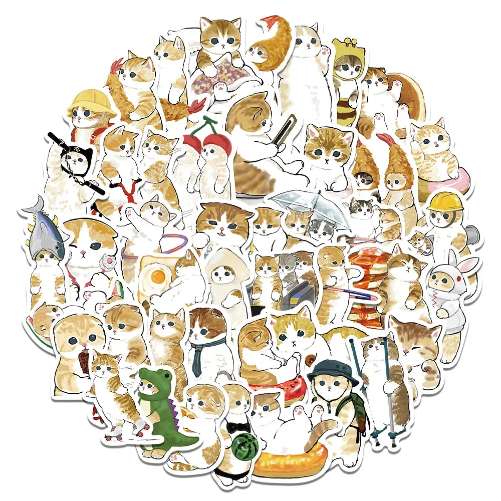 10/30/64Pcs Cartoon Cat Waterproof Graffiti Sticker Aesthetic Decorative Luggage Laptop Cup Guitar Phone Scrapbook Kids Stickers