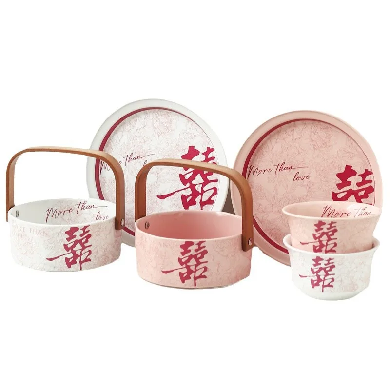 Flower Blossom Rich Ceramic Tableware Gift Box Set Fashion Household Bowls and Plates Household Wedding Gifts