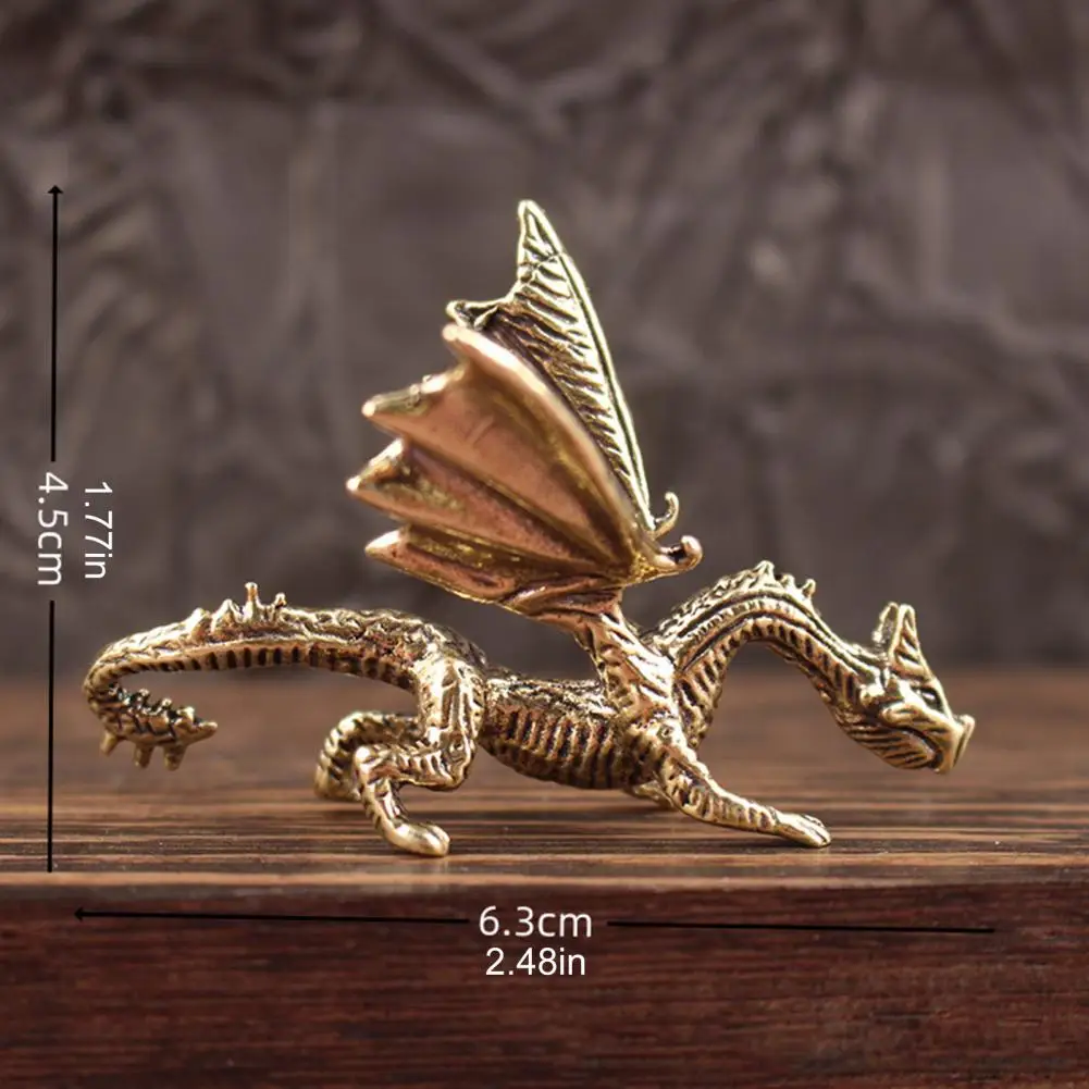 New Solid Brass Pterosaur Dragon Small Statue Desktop Ornament Europe Mythical Griffin Figurines Retro Home Feng Shui Decoration