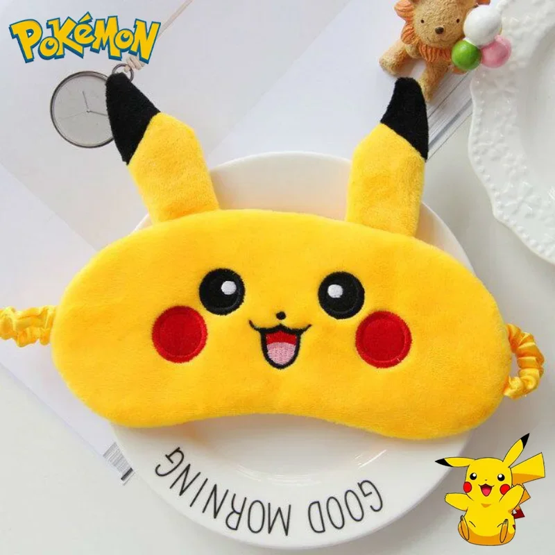 Pokemon Pikachu Sleep Mask Sleeping Eye Mask Eyeshade Cover Shade Eye Patch Women Men Portable Blindfold Travel Eyepatch Sofe