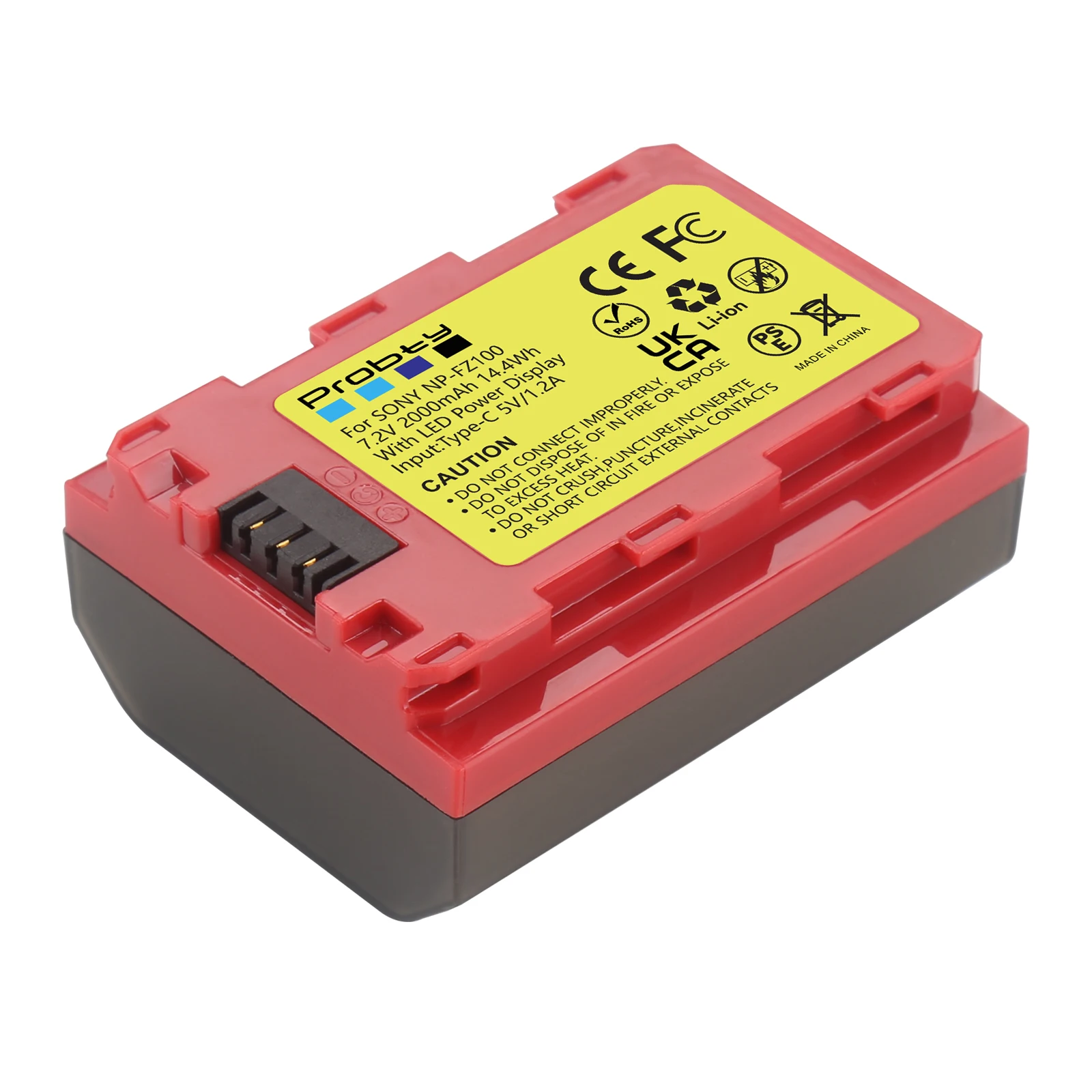 NP-FZ100 2000mAh USB-C Charging Replacement Battery for Sony A7R V A7S III A7R IV A7R III A7 III A7C II A6600 A6700 FX3 ZV-E1